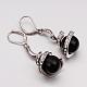 Helix & Ball Tin Alloy Czech Rhinestone Dangle Earrings For Women EJEW-BB12138-D-5
