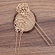 真鍮のヘアフォークパーツ  合金の花細線細工のパーツ  ライトゴールド  155x40x5mm OHAR-PW0001-079KCG-1