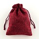 ポリエステル模造黄麻布包装袋巾着袋  暗赤色  13.5x9.5cm X-ABAG-R004-14x10cm-06-1