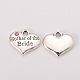 Wedding Theme Antique Silver Tone Tibetan Style Alloy Heart with Mother of the Bride Rhinestone Charms X-TIBEP-N005-18A-1
