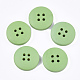 塗りの木製のボタン  4穴  フラットラウンド  薄緑  20x4mm  穴：2mm WOOD-Q040-001E-1