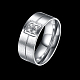 Belle acier de titane de conception zircone cubique anneaux large bande RJEW-BB15709-9P-2