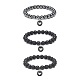 Set di braccialetti elasticizzati con perline rotonde in pietra lavica e ematite sintetica da 3 pz 3 stili in agata nera naturale (tinta) BJEW-JB08897-1