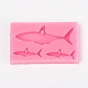 サメ食品グレードのシリコンペンダントモールド  レジン型  UVレジン用  エポキシ樹脂ジュエリー作り  パールピンク  34x57x8mm  インナーサイズ：約9x24mm＆19x49mm AJEW-WH0022-22-1
