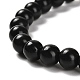 Natural Shungite Round Beaded Stretch Bracelets BJEW-NH0001-01A-2