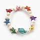 Bracelets extensibles pour enfants en perles synthétiques turquoise (teintes) BJEW-JB03889-05-1