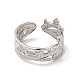 304 anello a polsino aperto con corona in acciaio inossidabile da donna RJEW-E066-11P-2
