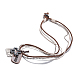 Unisex Retro Cross Zinc Alloy Pendant and Leather Cord Necklaces NJEW-BB15990-1