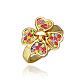 Fashion Jewelry Exquisite Tin Alloy Czech Rhinestone Clover Finger Rings For Women RJEW-BB14043-8G-1