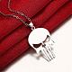 Fashion Silver Plated Brass Cable Chain Skull Pendant Necklace NJEW-BB00372-4