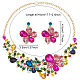 Anattasoul bunte Halskette mit Anhänger „Blume des Lebens“ und baumelnden Ohrsteckern mit Strassen SJEW-AN0001-12-2