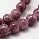 Ciottoli di perle rotonde di pietra naturale di mica lepidolite / viola G-O143-03-6mm-3