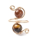 Круглое плетеное кольцо-манжета с драгоценными камнями X-RJEW-JR00491-5