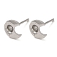 Crescent Moon 201 Stainless Steel Stud Earring Findings STAS-Q315-03P-1