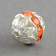 Round Brass Glass Rhinestone Beads KK-S130A-05-2