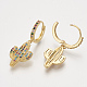 Brass Cubic Zirconia Dangle Hoop Earrings EJEW-S201-144-2