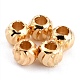 Brass Beads, Long-Lasting Plated, Corrugated Round, Real 24K Gold Plated, 3x2.5mm, Hole: 1.2mm