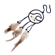 鶏の羽の手作り編みネット/ウェブと羽の大きなペンダント  天然木ビーズ付き  天然シェル  綿とワックスコード  海の波  ミックスカラー  190~230x65x4~5mm AJEW-S080-002-3