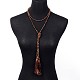 Adjustable Glass Beaded Lariat Necklaces X-NJEW-E077-A07-4