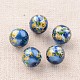 Flower Picture Printed Glass Round Beads GLAA-J087-12mm-B02-1