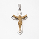 Easter Theme Fashion Bi-Color 201 Stainless Steel Crucifix Cross Big Pendants STAS-F010-03G-1