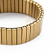 ステンレス鋼の長方形の積み重ね可能なストレッチブレスレット  男性女性のためのブロックタイルワイドリストバンド  ゴールドカラー  内径：2インチ（5.2cm） BJEW-N017-027LG-2