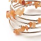 5-Loop Natural Red Aventurine Chip Beaded Wrap Bracelets for Women BJEW-JB01517-05-4