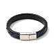 Bracelet cordon rectangle tressé en cuir avec 304 fermoirs magnétiques en acier inoxydable pour homme femme BJEW-C021-04-2
