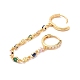 Colorful Cubic Zirconia Dangle Chains Double Hoop Earrings EJEW-C030-14G-3