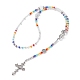Collares de cuentas de rosario con cuentas de vidrio NJEW-JN04326-1
