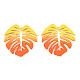 スプレープリントアイアン製ペンダント  熱帯の葉  ダークオレンジ  46x44x4.5mm  穴：1.6mm IFIN-N008-025-A03-2