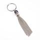 316 Surgical Stainless Steel Keychain with Iron Twisted Chains Tassels and Gemstone Beads KEYC-JKC00072-2
