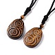 Adjustable Natural Tiger Eye Teardrop with Spiral Pendant Necklace with Nylon Cord for Women NJEW-L171-04A-1