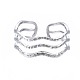 304 Stainless Steel Triple Line Wave Open Cuff Ring RJEW-T023-02P-1