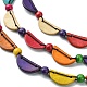 Dyed Natural Coconut Half Round Beaded Chains 3 Layer Necklaces NJEW-B088-01-3