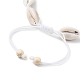Bracelet de cheville en perles tressées en coquillage naturel avec perles turquoise synthétiques AJEW-AN00561-03-3