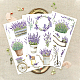 GLOBLELAND 3Pcs Lavender Theme Decor Transfers 6x12 inch Furniture Transfer Stickers Plants Wall Art Decals for Bedroom Living Room Desk Table Decoration DIY-WH0404-008-8