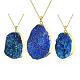 Natural Druzy Crystal Oval Pendant Necklaces NJEW-BB00109-04-1