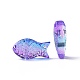 透明なスプレー塗装ガラスビーズ  魚  青紫色  15x8x5mm  穴：1mm GLAA-I050-10A-2