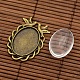 Supports pendentif en alliage d'oiseau cabochon lunette vintage style tibétain et cabochons de verre transparent de forme ovale DIY-X0229-AB-NF-2