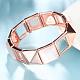 Real Rose Gold Plated Tin Alloy Cat Eye Stretch Bracelets BJEW-BB04035-4