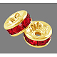 グレードラインストーンスペーサービーズ  黄金の銅  ロンデル  ニッケルフリー  ミックスカラー  直径約4mm  厚さ2mm  穴：0.8mm X-RSB034NFG-2