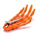 ハロウィンのスケルトンの手骨のヘアクリップ  プラスチック＆鉄ワニのヘアクリップ  オレンジ  72x41x6mm PHAR-H063-A04-3