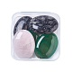 6pcs quartz rose naturel et agate verte naturelle et cabochons de jade de fleur de prunier naturel G-JP0001-15-2