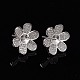Rhodium Plated 925 Sterling Silver Stud Earring Findings STER-L055-017P-5
