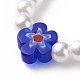 Bague en plastique imitation perle et perles de verre millefiori pour femme RJEW-JR00484-4