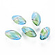 Perles de globe en verre soufflé à la main transparent, rayure, riz, lumière bleu ciel, 18.5~19.5x9.5~10.5mm, Trou: 0.8~1.5mm