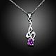 Silver Plated Brass Cubic Zirconia Helix Pendant Necklaces NJEW-BB03000-C-2