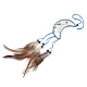 Тканая сетка ручной работы из куриных перьев с большими подвесками из перьев AJEW-S080-006-4