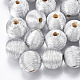 Wood Beads Covered with Polyester Cord Wire WOVE-S117-10mm-06-2